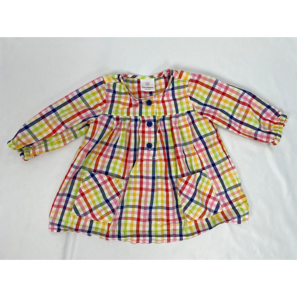 Hanna Andersson Girl 70 (6-12m) Basketweave Pleat Pocket Tunic Dress Long Sleeve